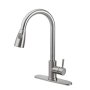 Leadallway Kitchen Faucet With Single Handle Single Level Stainless Steel Kitchen Sink Faucets With Pull Down Sprayer