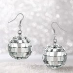 Vintage Disco Ball Dangle Earrings Boho Round Drop Earrings