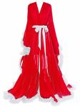 Molisa Womens Sexy Feather Bridal Robe Long Wedding Scarf Illusion Bathrobe Sleepwear Lingerie Robe Nightgown Red+white L xl
