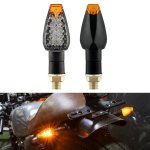2 Pcs KC025 Motorcycle 14LED Turn Signal Light Black Shell + Transparent Black Lenses