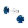 Jenna-lee 925 Sterling Silver Birthstone Jan-dec Cz Earrings Size: 6MM - March Cz London Blue