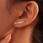 1 Pair Custom Name Pattern Earrings Personalized Vintage Funny Style Stud Earrings Mother's Day Special Accessories Birthday Wed