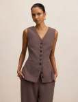 Ayla Petite Contrast Waistcoat - 16 Porcini Suit