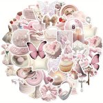 50PCS Pink Ballet Stickers Cute Cartoon Reward Party Supplies - Aesthetic Scrapbook Stickers Diy Water Bottles Laptops Luggage -