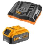 Ingco - Fast Intelligent Charger 20V And 5.0AH Lithium-ion Battery Pack