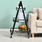 3 Tier Fruit Vegetable Storage Rack With Wheels - White
