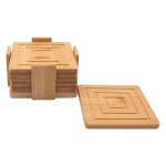 Bamboo 6-PIECE Set Square Coasters With Holder 30253