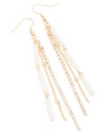 Goldair Gold Pearl Station & Diamante Cup Chain Drop Earrings