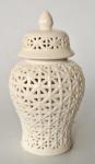 White Criss Cross Cut-out Giner Jar 41X22CM
