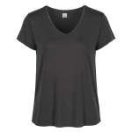 Lurex Trim Basic Knit Top - Charcoal L xl