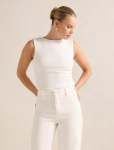 Frankie Boat Neck Tank Top - L Porcelain