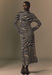 Long Jersey Dress - Black & Zebra Print