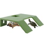 Large Turtle Resting Basking Platform Double Ladder Plastic Turtles Ramp Basking Platform With Feeding Box Tortoise Tank Climbin