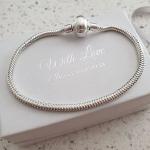 Adaline 925 Sterling Silver European Charm Bracelet Clip Open 19CM 21CM - 21CM C32477