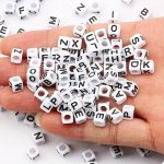 Acrylic Alphabet Beads 50 Pcs 5.5MM Square Letter Beads For Bracelets Necklaces Jewelry Making Diy Crafts Accessories