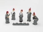 Rock N Roll Santas Grey 5 Santas Tealight Tray 20X6CM