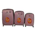 Smte- 360 Lightweight Quad Wheel Quality Travel WARE-3 Piece Luggage Set Pink With Keychain