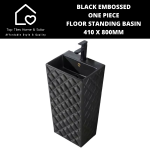 Black Embossed One Piece Floor Standing Basin - 410 X 800MM