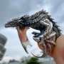 Bold Gothic Black Dragon Ring - Vintage Boho Style Silvery-plated Zinc Alloy Perfect For Casual Attire & Halloween Gift