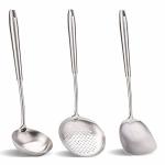 Wok Spatula And Ladle Skimmer Ladle Tool Set Chinese Wok Utensil Set All Metal 304 Stainless Steel Cooking Utensils 15IN 15IN 14