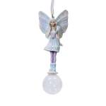 Fairy On Glass Ball With Hands On Her Face 4.9X2.8X12CM
