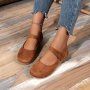 Women's Solid Color Flat Shoes Casual Round Toe Ankle Strap Shoes Lightweight & Comfortable Shoes