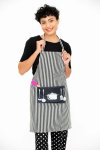 Senza Kitchen Cooking Striped Apron With Pocket Red Black