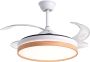 White Retractable Blade Ceiling Fan With LED Light And Remote Control