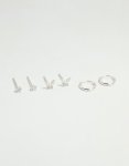 Sterling Silver Cubic Zirconia Butterfly Stud & Hoop Earrings 3-PACK