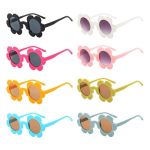 8 Pack Adults Flower Sunglasses 5.7" Womens Round Flower Glasses Cute Outdoor Beach Pool Party Eyewear