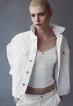 Picot-trimmed Puff-sleeved Top - White