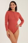Jenna Long Sleeve Mock Neck Zipp-up Bodysuit