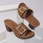 Women's Adjustable Buckle Sandals Platform Soft Sole Walking Chunky Heels Comfort Daily Footwear