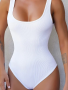 Ribbed Vest Bodysuit - White - Large