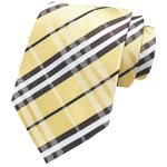 Mendeng Men's Neckties Yellow White Black Tie Plaid Stripe Mens Ties Silk Ties For Men Wedding Party Groomsmen Classic