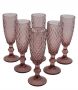 Crystal Vintage Colored Champagne Glasses - Set Of 6 Purple