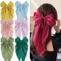 Large Elegant Streamer Bow Hair Clip Set Female Back Head Spring Clip Hair Accessories Holiday Party Valentine's Day Gift