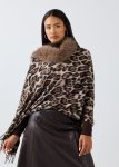 Leopard Faux Fur Tassel Shawl