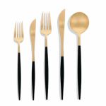 Cutlery Black & Gold Starter & Main Forks Knives Spoons