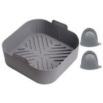 Reusable Silicone Air Fryer Liner Square With Silicone Oven Finger Mitts