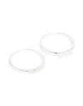 Silver Plated Cubic Zirconia & Fine Pearl Stacking Rings 2-PACK - M l