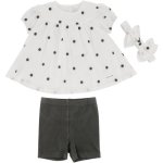 Made 4 Baby Girls 3 Piece Black & White Polka Dot Set 0-3M