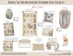 Cot Duvet Bedding Winnie The Pooh Watercolour Patchwork Beige Yellow Set