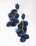 Navy Chain Drop Earrings - Onesize