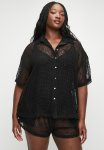 Cotton On Plus The Essential Short Sleeve Beach Shirt - Black open Mesh