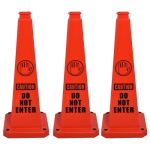 Orangestar 3-PACK 28" Do Not Enter Cones Large 4-SIDED No Entry Message Safety Cones With Heavy Rubber Base For Indoor Outdoor U