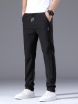 Men's Solid Pants With Drawstring Casual Breathable Slim Fit Trousers For Outdoor Activities Daily Wear For Spring And Autumn
