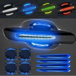 8PCS Universal 3D Carbon Fiber Pattern Car Door Handle Stickers Scratch-resistant Stickers Car Safety Reflective Strip Car Stick