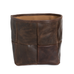 Leather Square Basket - Brown