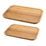 2PCS Rectangular Bamboo Food Serving Platter Tray